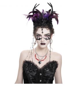 Black and Purple Feathers 'Guinevere' Crown