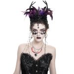 Couronne 'Guenièvre' en Plumes Noires et Violettes