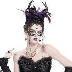 Couronne 'Guenièvre' en Plumes Noires et Violettes