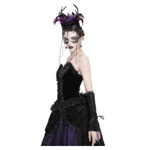 Couronne 'Guenièvre' en Plumes Noires et Violettes