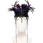 Couronne 'Guenièvre' en Plumes Noires et Violettes