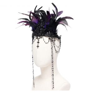 Couronne 'Guenièvre' en Plumes Noires et Violettes