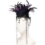 Couronne 'Guenièvre' en Plumes Noires et Violettes