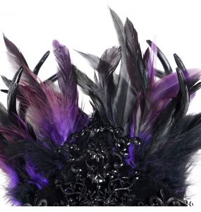Couronne 'Guenièvre' en Plumes Noires et Violettes
