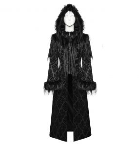 Black 'Leane' Goth Gorgeous Jacquard Coat