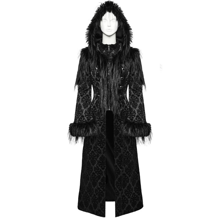 Manteau Gothique 'Leane' en Jacquard Noir