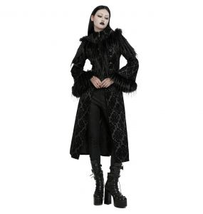 Black 'Leane' Goth Gorgeous Jacquard Coat