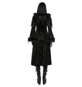 Manteau Gothique 'Leane' en Jacquard Noir