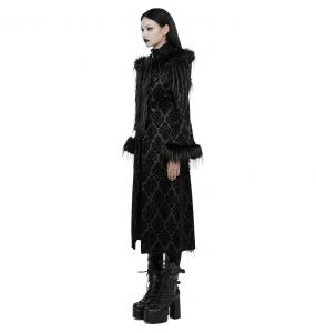Manteau Gothique 'Leane' en Jacquard Noir