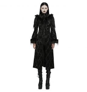 Manteau Gothique 'Leane' en Jacquard Noir