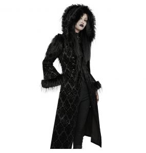 Manteau Gothique 'Leane' en Jacquard Noir