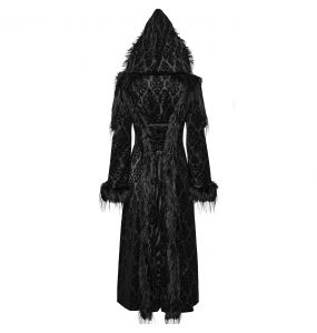 Manteau Gothique 'Leane' en Jacquard Noir