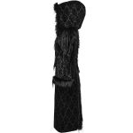 Manteau Gothique 'Leane' en Jacquard Noir