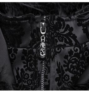 Manteau Gothique 'Leane' en Jacquard Noir