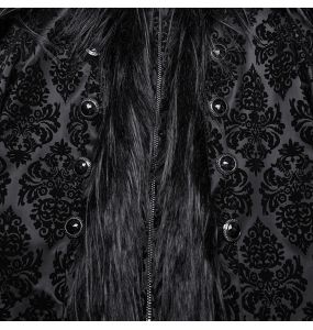 Manteau Gothique 'Leane' en Jacquard Noir