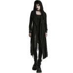 Manteau Asymétrique 'Gothic Decadent' en Maille Noire