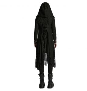 Manteau Asymétrique 'Gothic Decadent' en Maille Noire