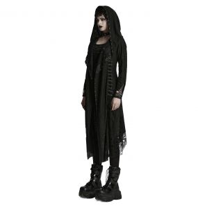 Manteau Asymétrique 'Gothic Decadent' en Maille Noire