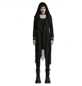 Manteau Asymétrique 'Gothic Decadent' en Maille Noire