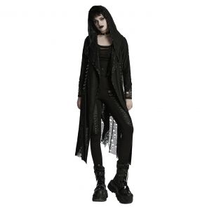 Manteau Asymétrique 'Gothic Decadent' en Maille Noire