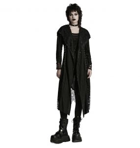Manteau Asymétrique 'Gothic Decadent' en Maille Noire