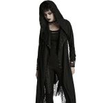 Manteau Asymétrique 'Gothic Decadent' en Maille Noire
