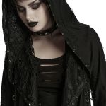 Manteau Asymétrique 'Gothic Decadent' en Maille Noire