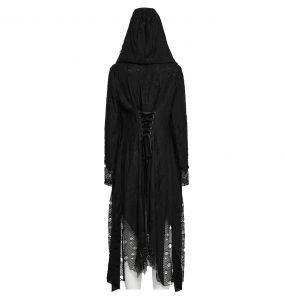 Manteau Asymétrique 'Gothic Decadent' en Maille Noire