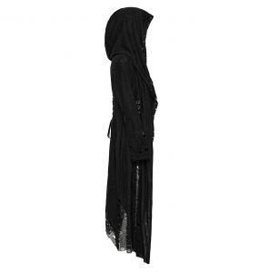 Manteau Asymétrique 'Gothic Decadent' en Maille Noire