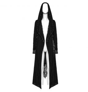 Manteau Asymétrique 'Gothic Decadent' en Maille Noire
