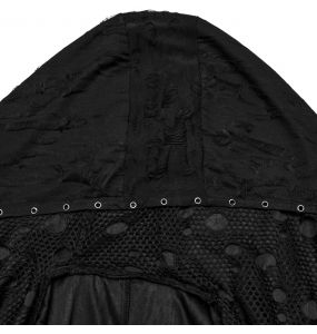 Manteau Asymétrique 'Gothic Decadent' en Maille Noire