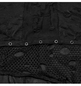 Manteau Asymétrique 'Gothic Decadent' en Maille Noire
