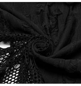 Manteau Asymétrique 'Gothic Decadent' en Maille Noire