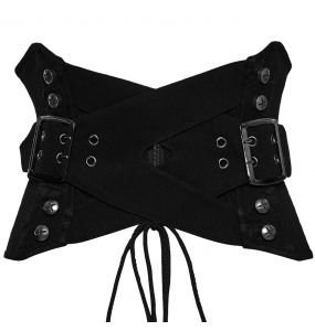 Ceinture Corset Entrelacée 'Magena' en Sergé Noir