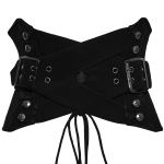 Ceinture Corset Entrelacée 'Magena' en Sergé Noir