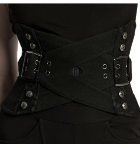 Ceinture Corset Entrelacée 'Magena' en Sergé Noir