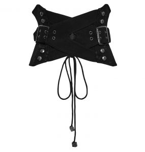 Ceinture Corset Entrelacée 'Magena' en Sergé Noir