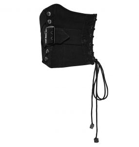 Ceinture Corset Entrelacée 'Magena' en Sergé Noir