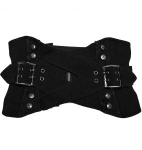 Ceinture Corset Entrelacée 'Magena' en Sergé Noir