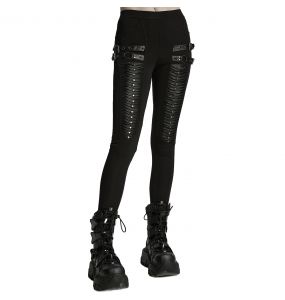 Black 'Punk Decadent' 3D Pleated Leggings