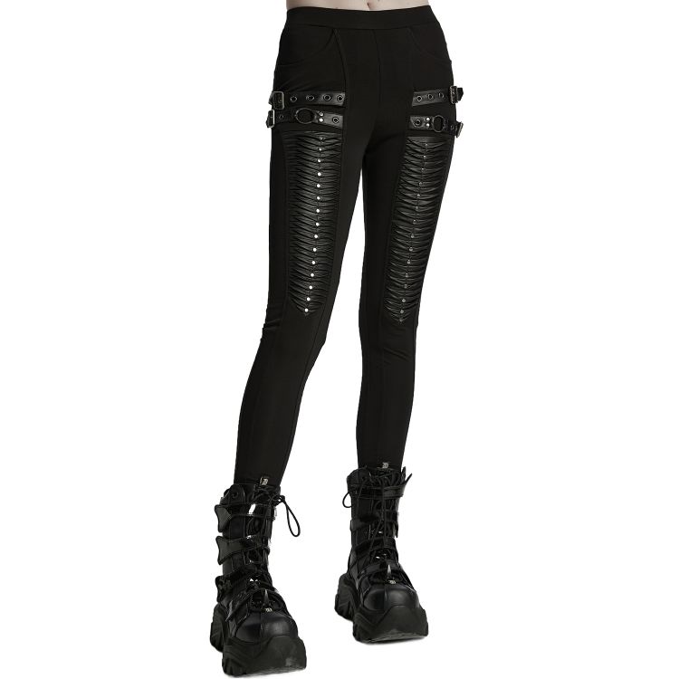 Legging Plissé 3D 'Punk Decadent' Noir