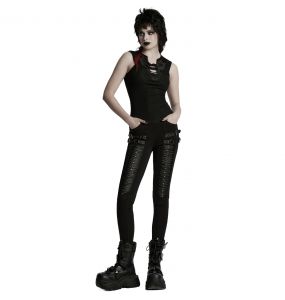 Black 'Punk Decadent' 3D Pleated Leggings
