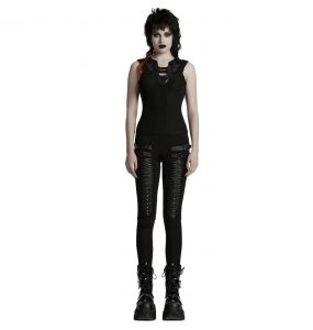 Legging Plissé 3D 'Punk Decadent' Noir