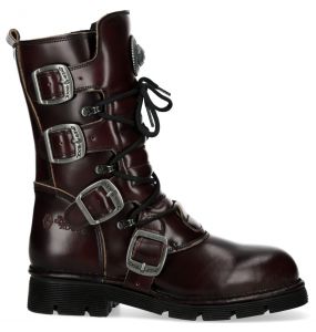 Bottes New Rock Comfort Light en Cuir Bordeaux
