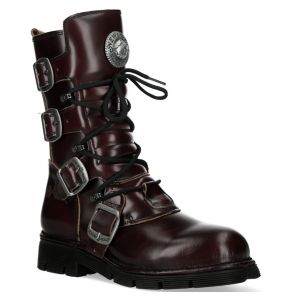 Bottes New Rock Comfort Light en Cuir Bordeaux