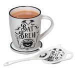 Porcelain 'Bat Brew' Mug and Spoon Set