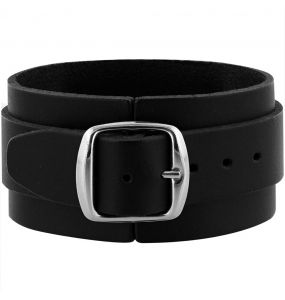 Black AC/DC Logo Leather Wrist Strap