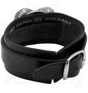 Black Gears of Aiwass Leather Wrist Strap