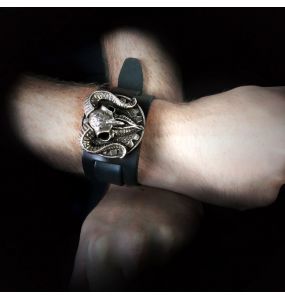 Black Gears of Aiwass Leather Wrist Strap