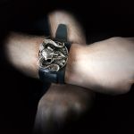Black Gears of Aiwass Leather Wrist Strap